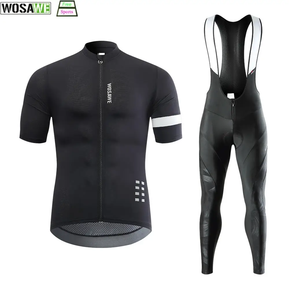 

WOSAWE Pro Team Summer Cycling Jersey Set Bicycle Clothing Breathable Men Short Sleeve Shirt Bike Bib