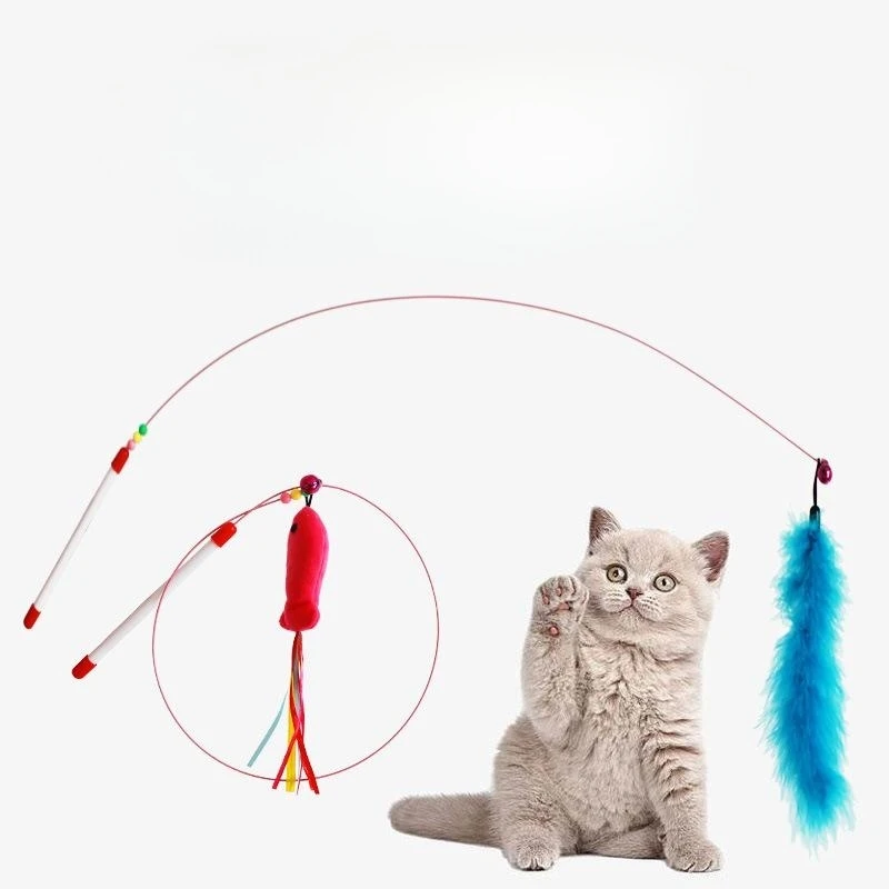 

Cat Toy Wand Interactive Pet Cat Kitten Chaser Teaser Wire Wand with Bell Beads for Cat Exercise Play Fun Gifts Cute Bell