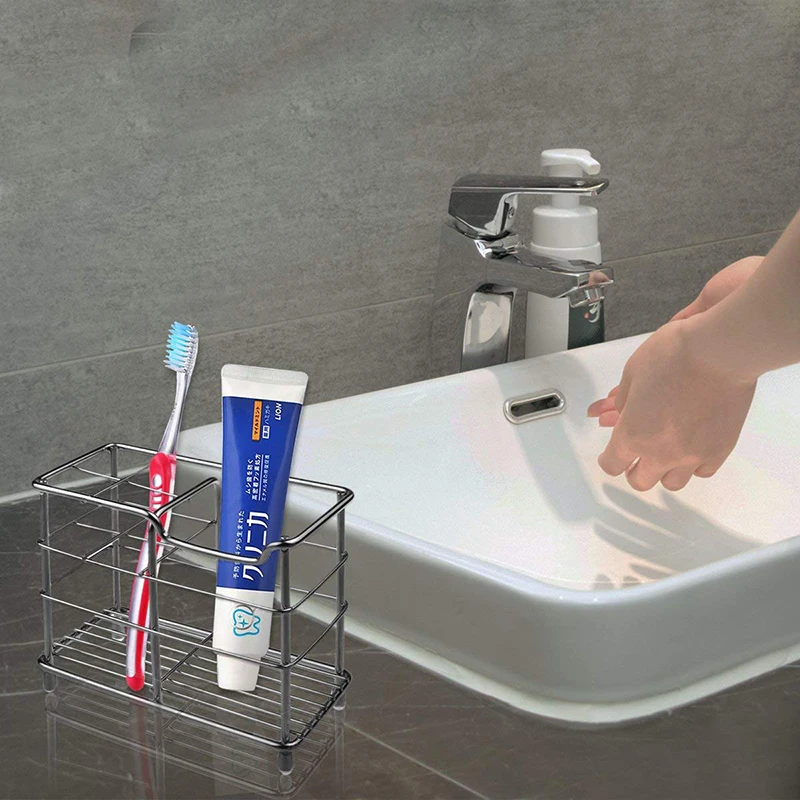 

Toothbrush Paste Storage Stainless Steel Bathroom Toothbrush Holder Toothbrush Toothpaste Storage Rack Household Bathroom Shelve