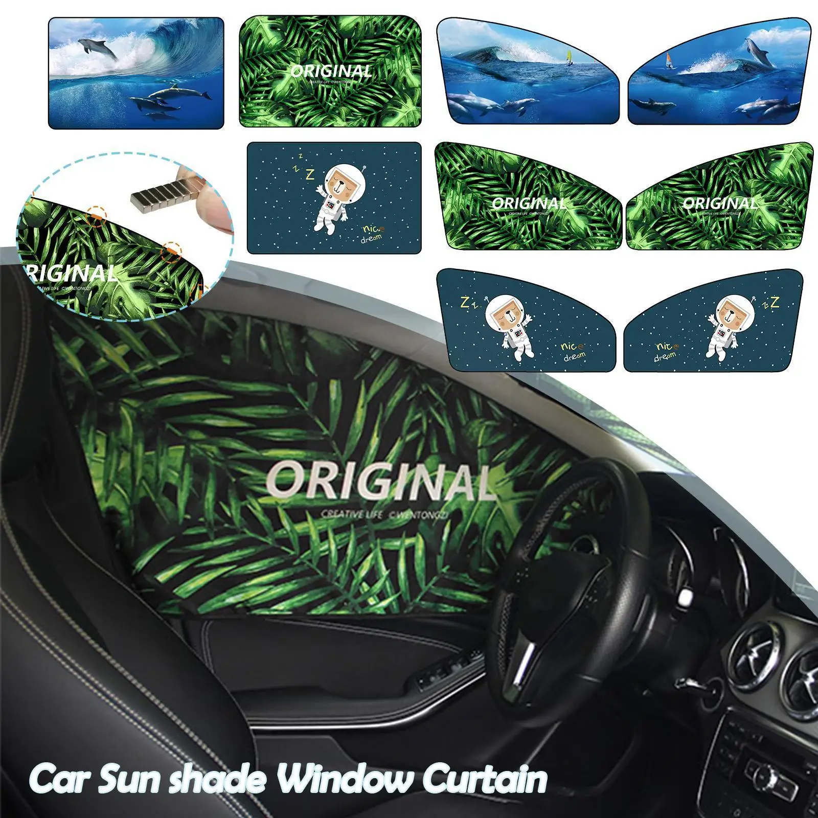 

Cartoon Car Magnet Side Window Sunshades Windshield Sunshade Front Rear Side Auto Window Sunshade Cover For Children W3y9