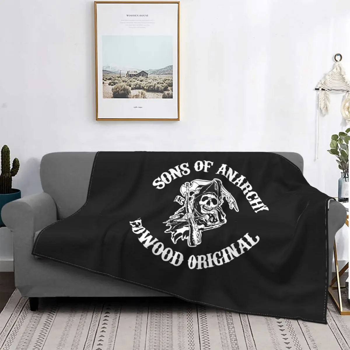 

SOA Sons Of Anarchy Blanket Death Fear Reape Flannel Funny Breathable Throw Blankets for Home Autumn/Winter