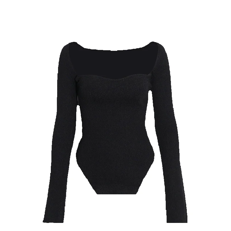 Женский трикотажный топ с открытыми плечами необычное облегающее трикотажное