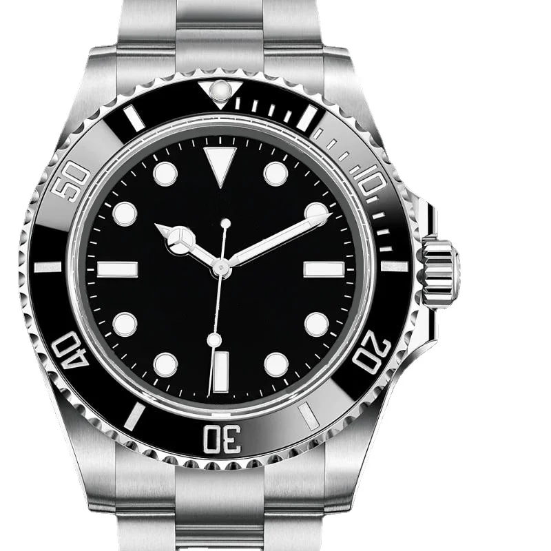 

mens automatic mechanical watch black blue ceramic bezel sapphire crystal waterproof stainless steel glide lock