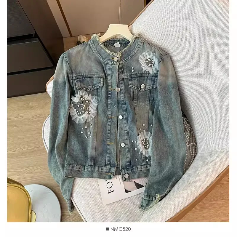 Куртка женская джинсовая в стиле ретро стильная повседневная верхняя одежда из