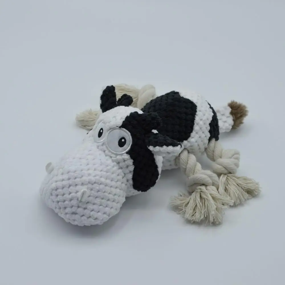 Плюшевая Игрушка-корова Для Собак Чистки Зубов Серая Черная Белая Мягкая