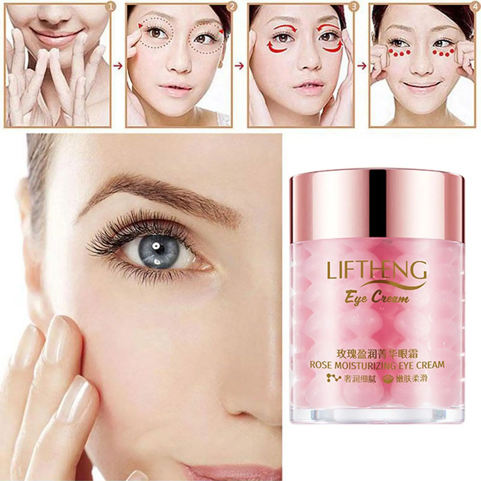 

Hyaluronic Acid Rose Eye Essence Increase Collagen Reduces Dark Eyes Fade Eye Wrinkles Anti Aging Nourish Brighten Eye Cream