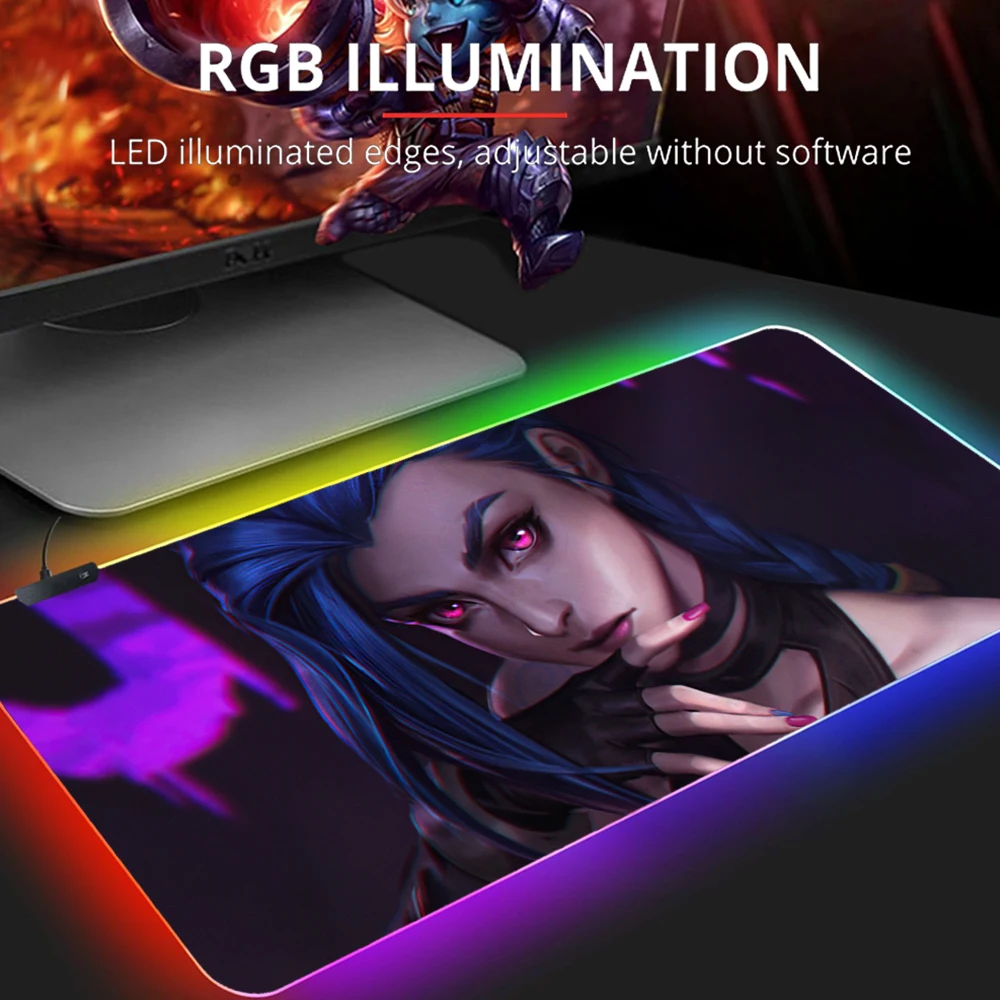 

RGB Arcane Large Mouse Pad Big Jinx Computer Gaming Mousepad 900x400 Rubber with Locking Edge Gaming Mouse Mat PC Gamer Desk Mat