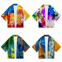kimono man japanese painting print cardigan men male mens kimono japan samurai harajuku streetwear clothing jacket