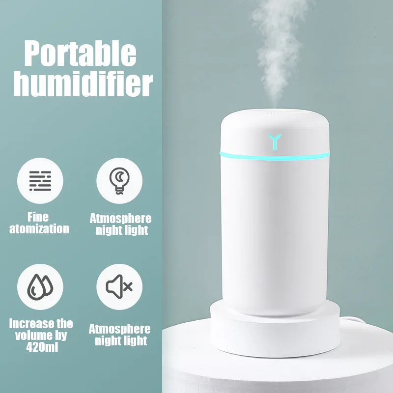 

420ml Portable Air Humidifier Aroma Oil Humidificador For Home Car USB Cool Mist Sprayer with Colorful Soft Night Light Purifier