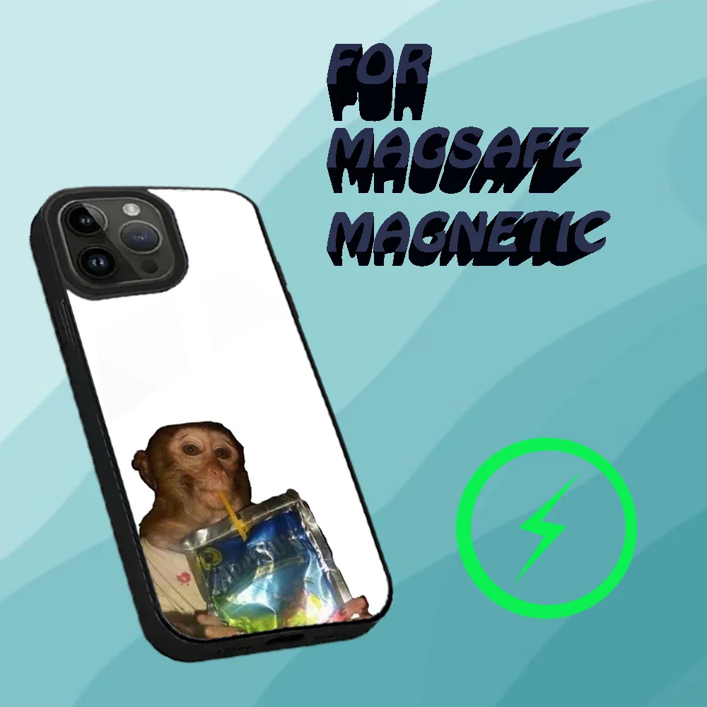 Чехол для телефона Monkey Sipping Caprisun Meme iPhone 16 15 14 13 12 11 Plus Pro Max Mini Magsafe с магнитной