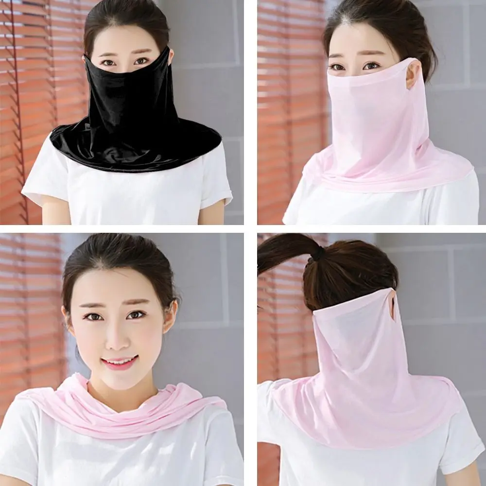 

2pcs Ice Silk Face Masks Hanging Ears Riding Face Mask Hiking Headwear for Outdoor for Women