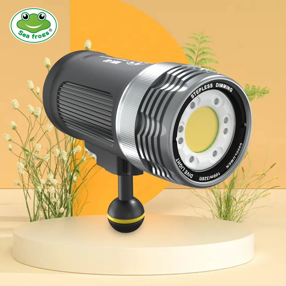 

Seafrogs Photography Flash Light 6000lumens/3000lums 100m Waterproof Depth Diving Torch With Optical Fiber Cable
