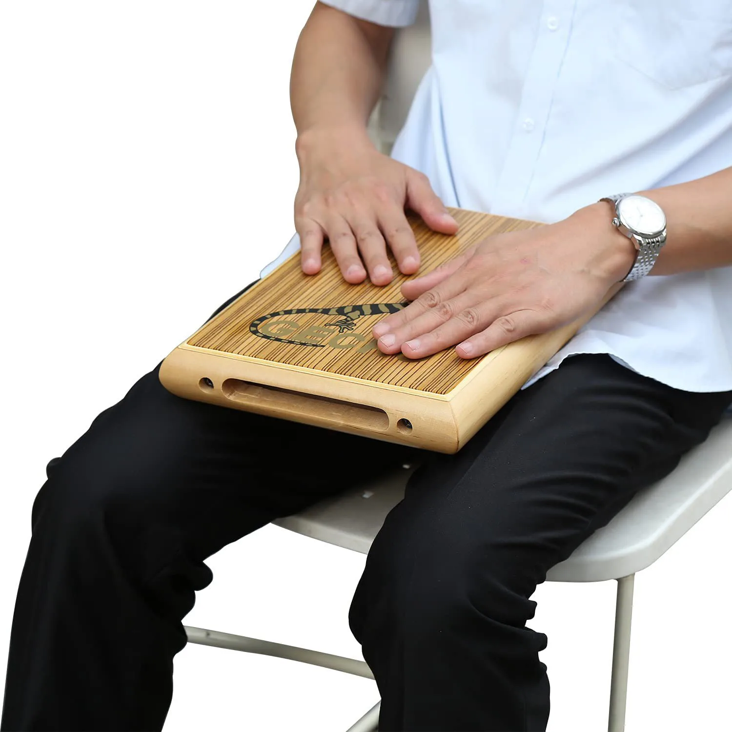 Wooden Flat Hand Drum Box Drum Cajon Drum Travel Compact Percussion Instrument with Adjustable Wrench Carrying Bag
