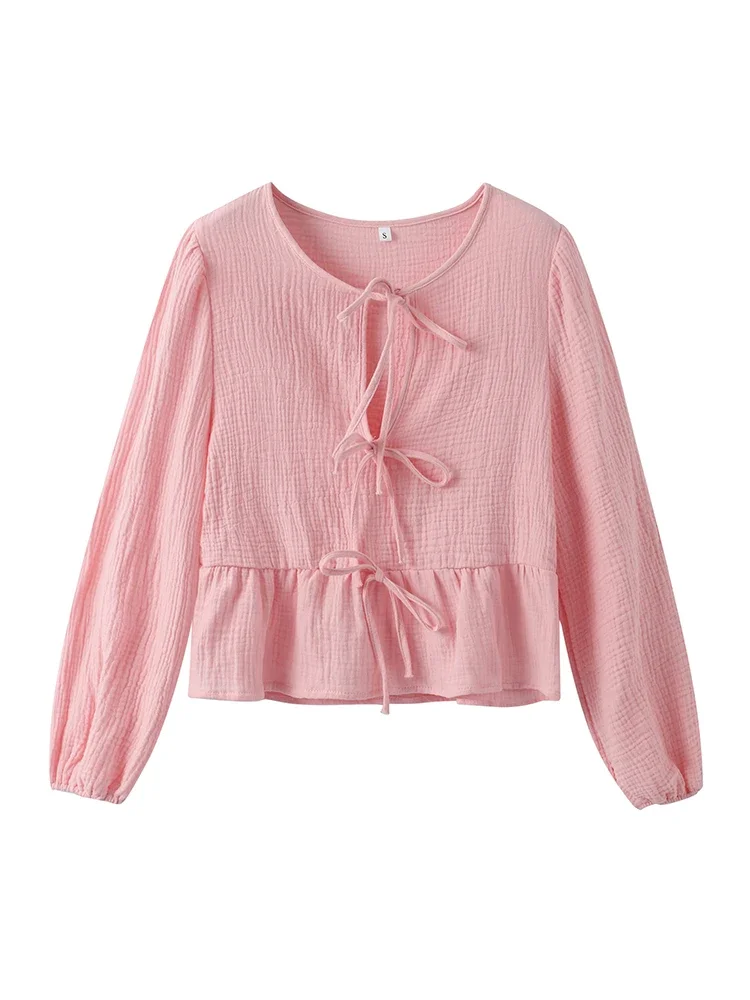 Женский костюм с леопардовым принтом топ на шнуровке и свободные брюки рубашка