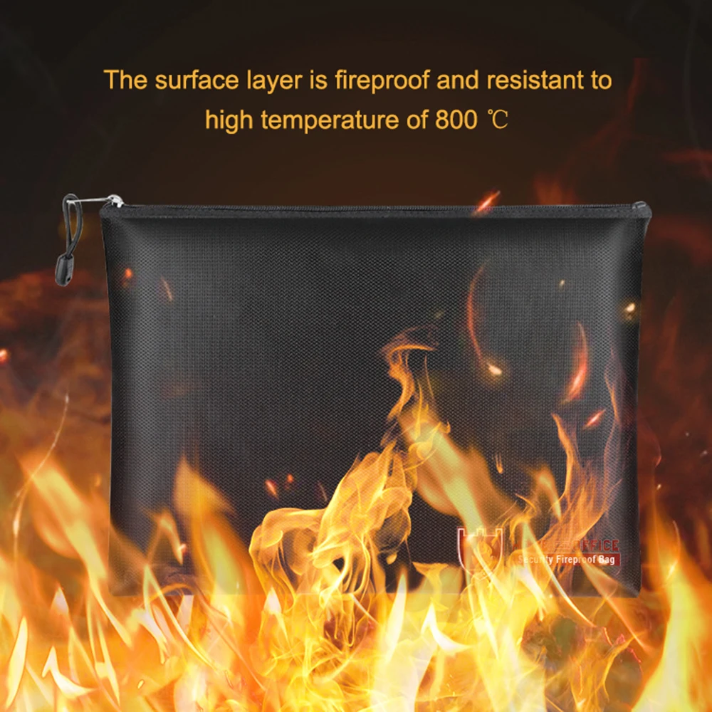 

Fireproof Phone Bag Waterproof Safty Money Holder with Zipper for Documents Anti-Signal Interference Durable FKU