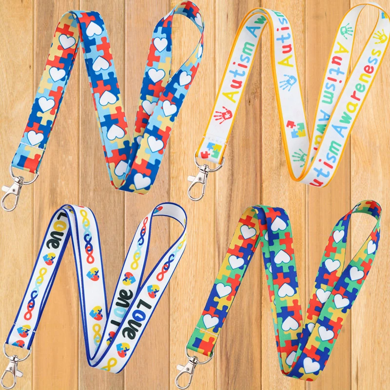 

A0772 Puzzle Style Autism Awareness Neck Strap Lanyard for Key Keychain Badge Holder ID Credit Card Pass Lariat Phone Decoration