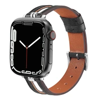 genuine leather bands compatible with apple watch band iwatch se series7 6 5 4 3 2 1 slim strap breathable replacement wristband