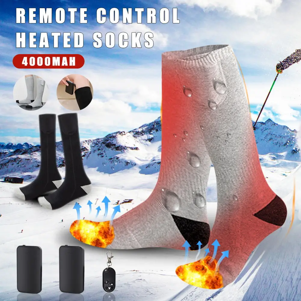 

Unisex Heated Socks Remote Control Electric Heating Socks 3Gear Heats Adjustment Rechargeable Thermal Winter Foot Thermal Warmer