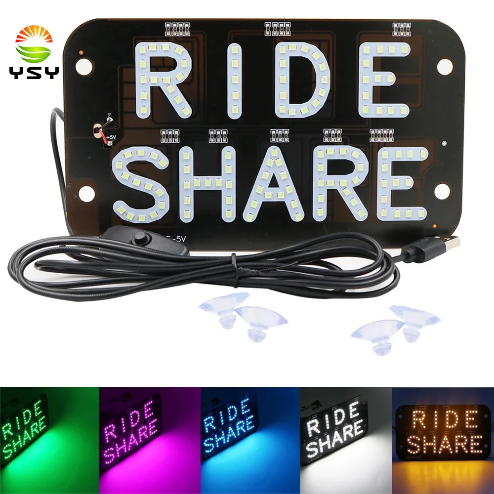 

1pc Car Window Accessory LED RIDESHARE Sign Light for Share Car Driver Taxi Light Taxi Cab Indicator Lamp USB with on/off Switch