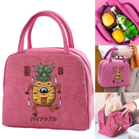 canvas lunch bag for women functional cooler lunch box portable insulated thermal kids food picnic bags cute monster pattern