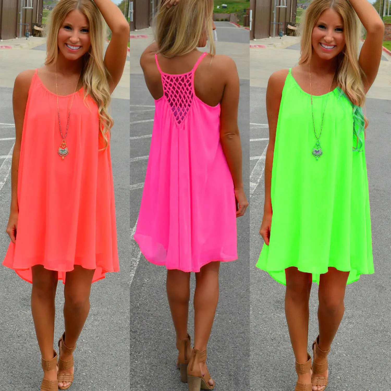 

Women's Summer Beach Fluorescent Chiffon Dress