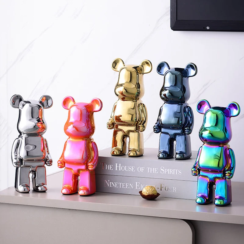 

26cm Violent Bear Statue Figure ceramic Sculpture Model kawaii room decor Figurine Home Shop Decor Kids Toy Gifts For Boyfriend