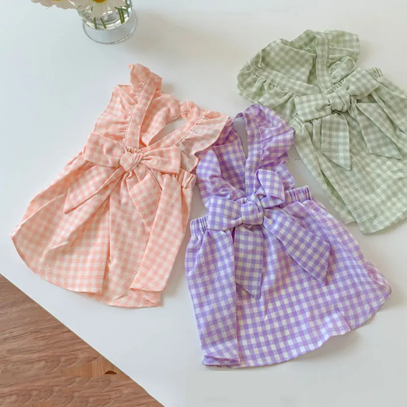 Платье в клетку одежда для собак милая тонкая домашних питомцев маленький костюм