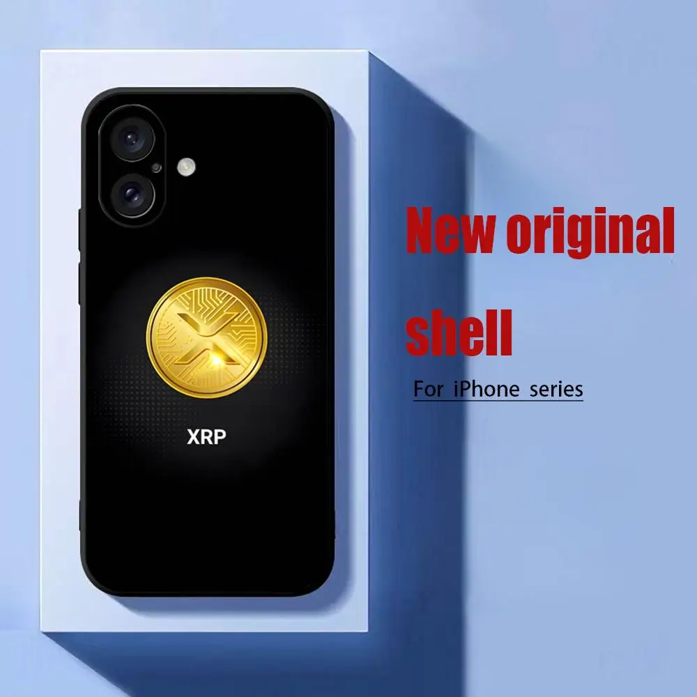 Фото Популярный чехол для телефона с криптовалютой XRP для iPhone 17 16 15 14 13 12 X XR XS 8 Plus Mini Pro Max, мягкий черный противоударный чехол №2
