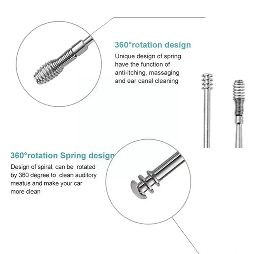 

Ear Cleaner Wax Removal Tool Earpick Sticks Earwax Curette Ear Picking Pick Ear Ear Spoon Cleaning Care Remover Wax E6a2
