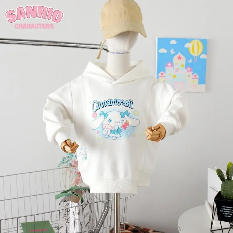 

Anime Sanrio Cinnamoroll Hoodie Kawaii Children Clothing Long Sleeve Pullover Fashion Cartoon Casual Clothes Girls Warm Tops New