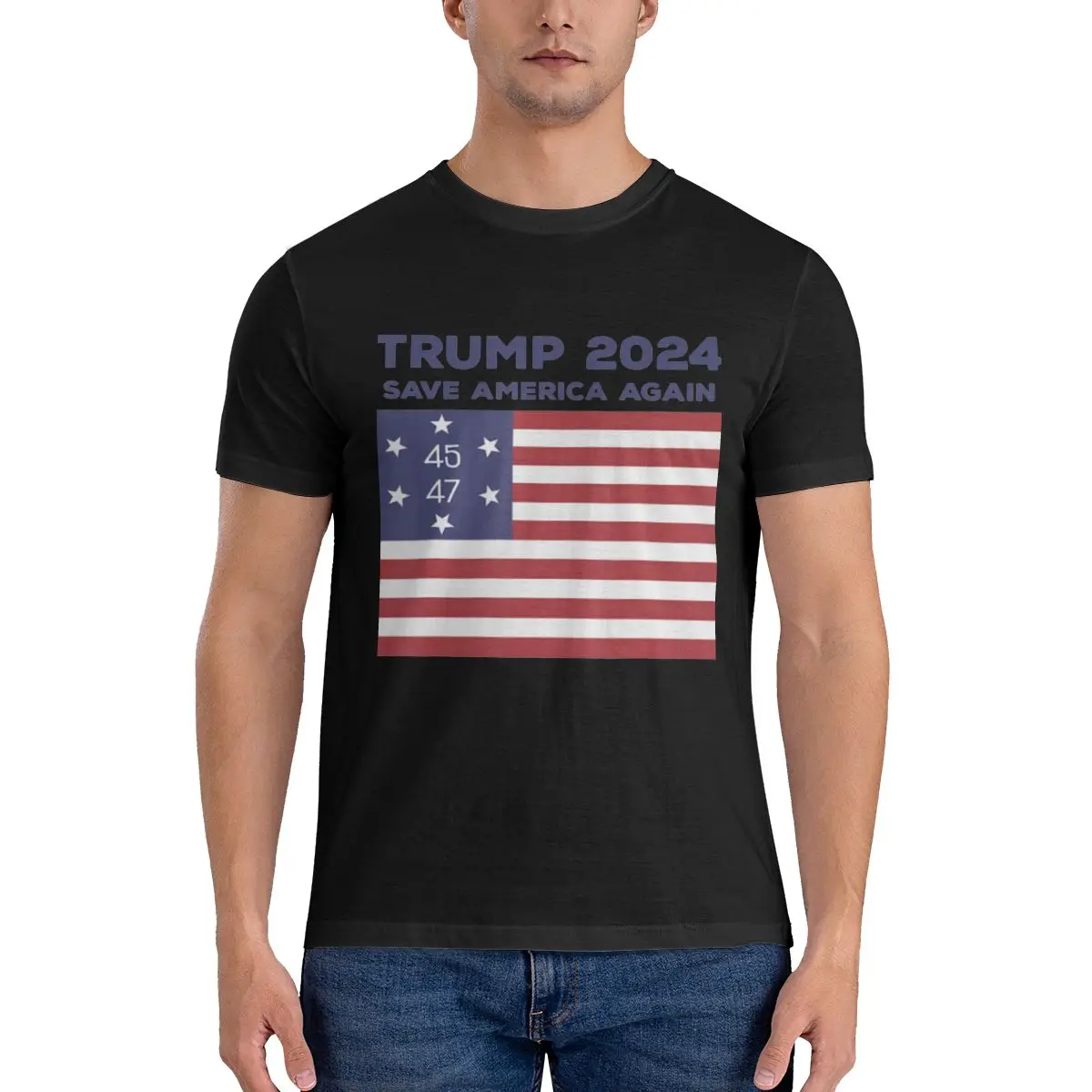 Trump Donald 2024 Save America Again USA Flag 45 47 Tshirt man T Shirt Cotton Summer Tops Tshirts Short Sleeves Tees T-Shirt