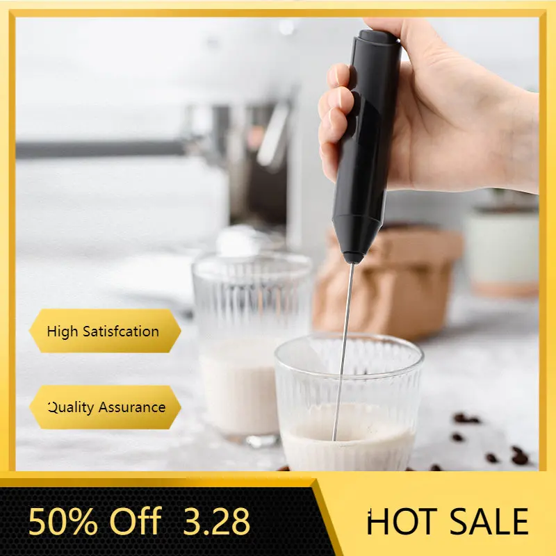 

Mini Electric Milk Frother Creative Stainless Steel Kitchen Whisk Coffee Milk Whisk Automatic Milk Powder Mixer Household