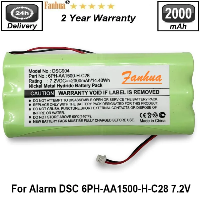 

Ni-MH 7.2V Battery for Alarm DSC 6PH-AA1500-H-C28 9047 Powerseries Security System SCW9045 Direct Sensor 17-145A ds415 2000mAh