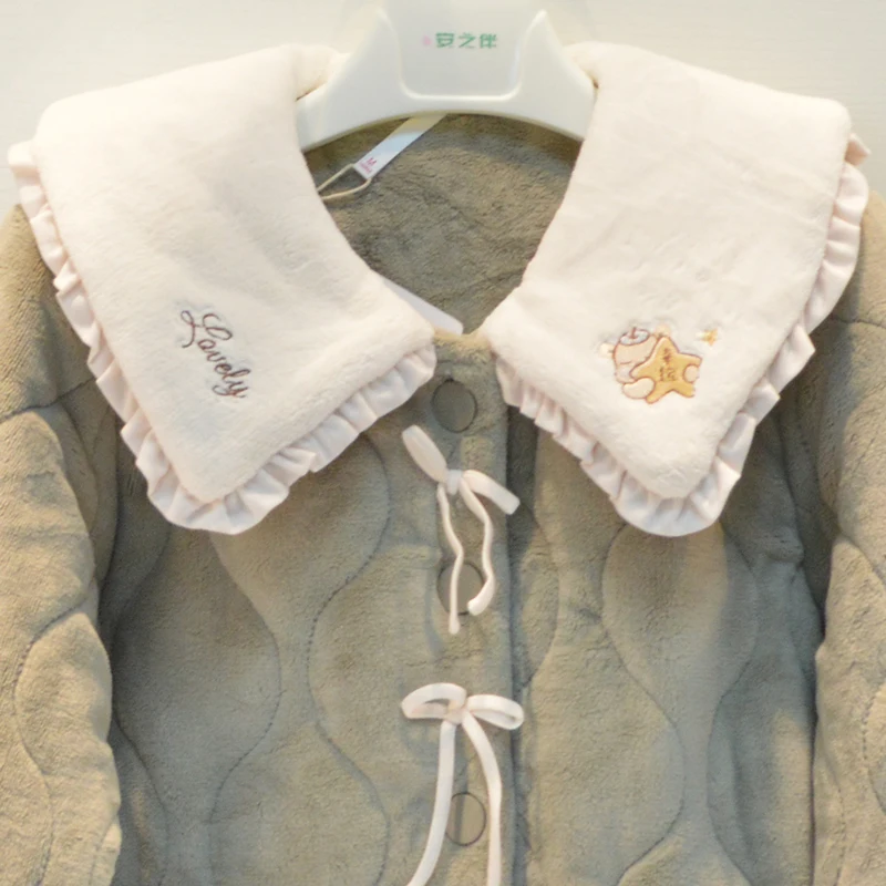 Я пижамы зимние женские трехслойные утолщенные бархатные стеганые с кукольным