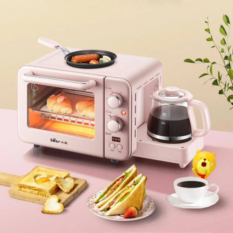 Multifunction Breakfast Machine Mini Household Electric Oven Cake Baking Fry Pan Warm Drinking Pot Toaster
