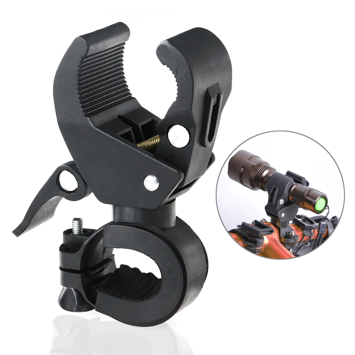 

Foxnovo Universal 90-degree Rotating Bike Handlebar Mount LED Flashlight Torch Mount Clamp Clip Holder Products accessories