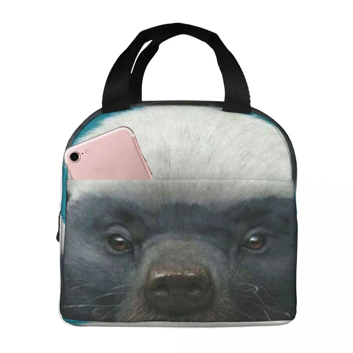 

BORED HONEY BADGER Portable Insulated Oxford Lunch Bag Reusable Lunch Box Lunch Organizer Thermal Cooler Tote Bag