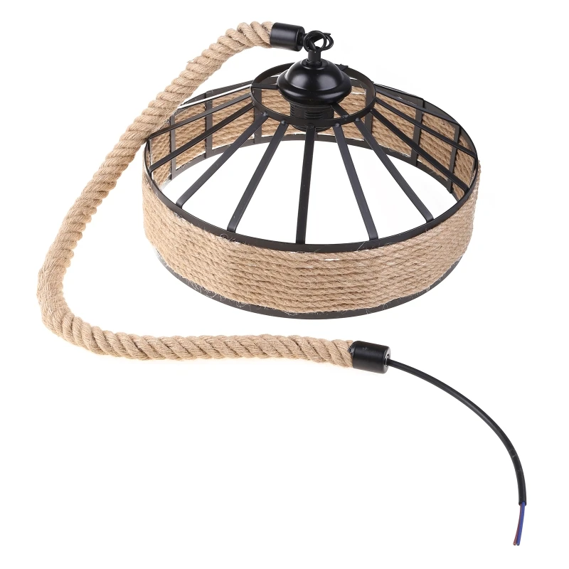 

Hemp Rope Chandelier Shade Retro Chandeliers Industrial Retro Pendant Lightshade G2AB