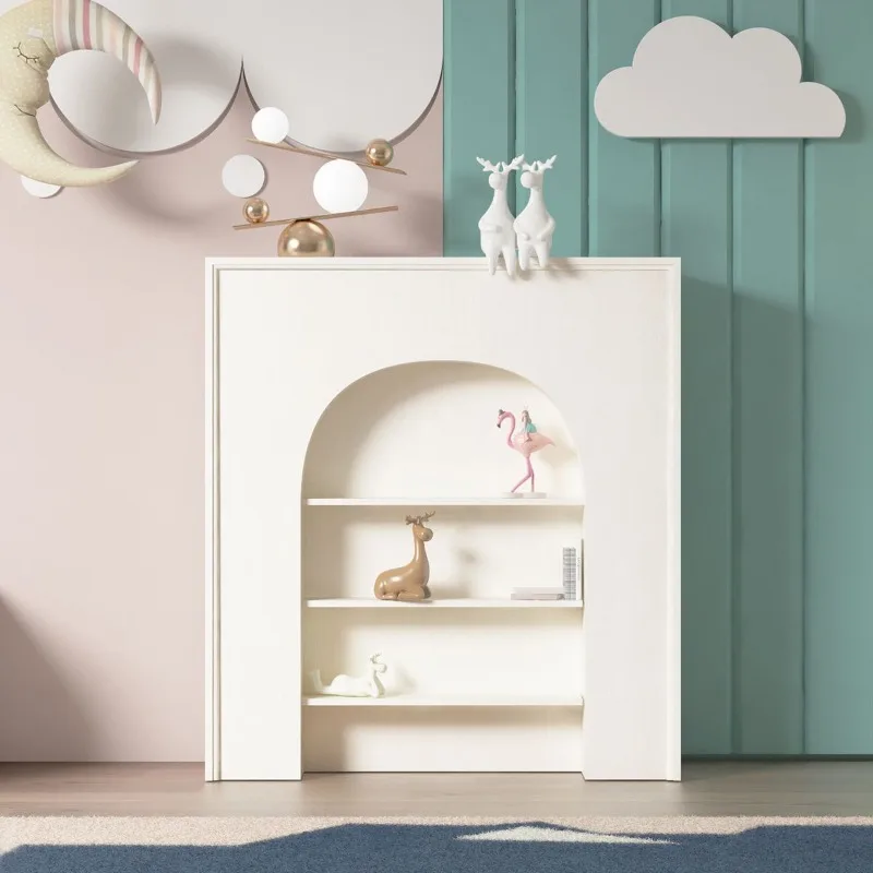 Декоративный шкаф для камина в французском стиле кремового цвета белый хранения