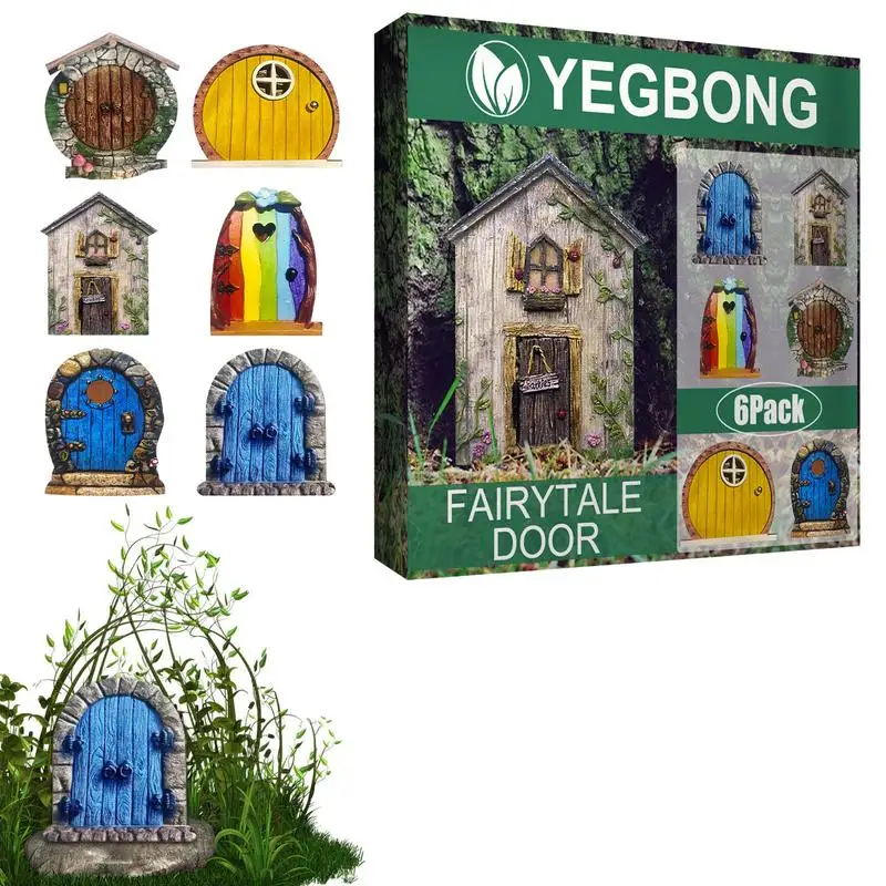 

Garden Fairy Door Sculpture Miniature Wood Garden Gnomes Fairies Door Outside Mini Tree Decoration Door For Tree Trunk Patio