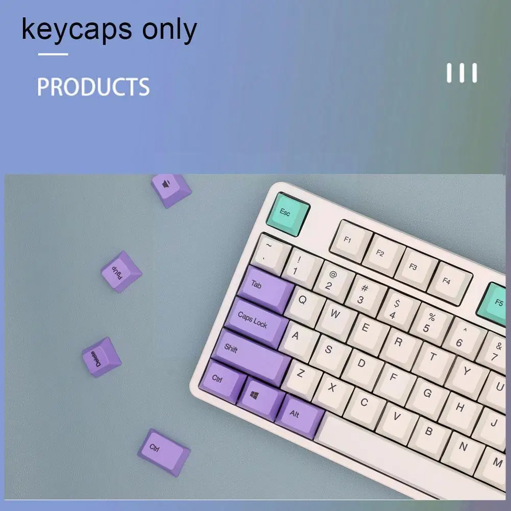 

128 Minimalist Purple Cyan Yellow PBT Sublimation Rose German Keycap Switch Mechanical Keyboard Keycap MX Blue Keycaps E7D4