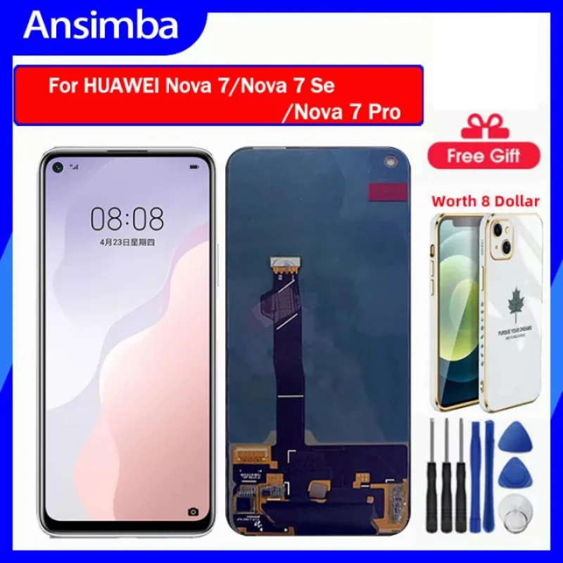 

【Free Phone Case】Original LCD For HUAWEI Nova 7/Nova 7 Se/Nova 7 Pro LCD Display Touch Screen Digitizer Assembly Replacement