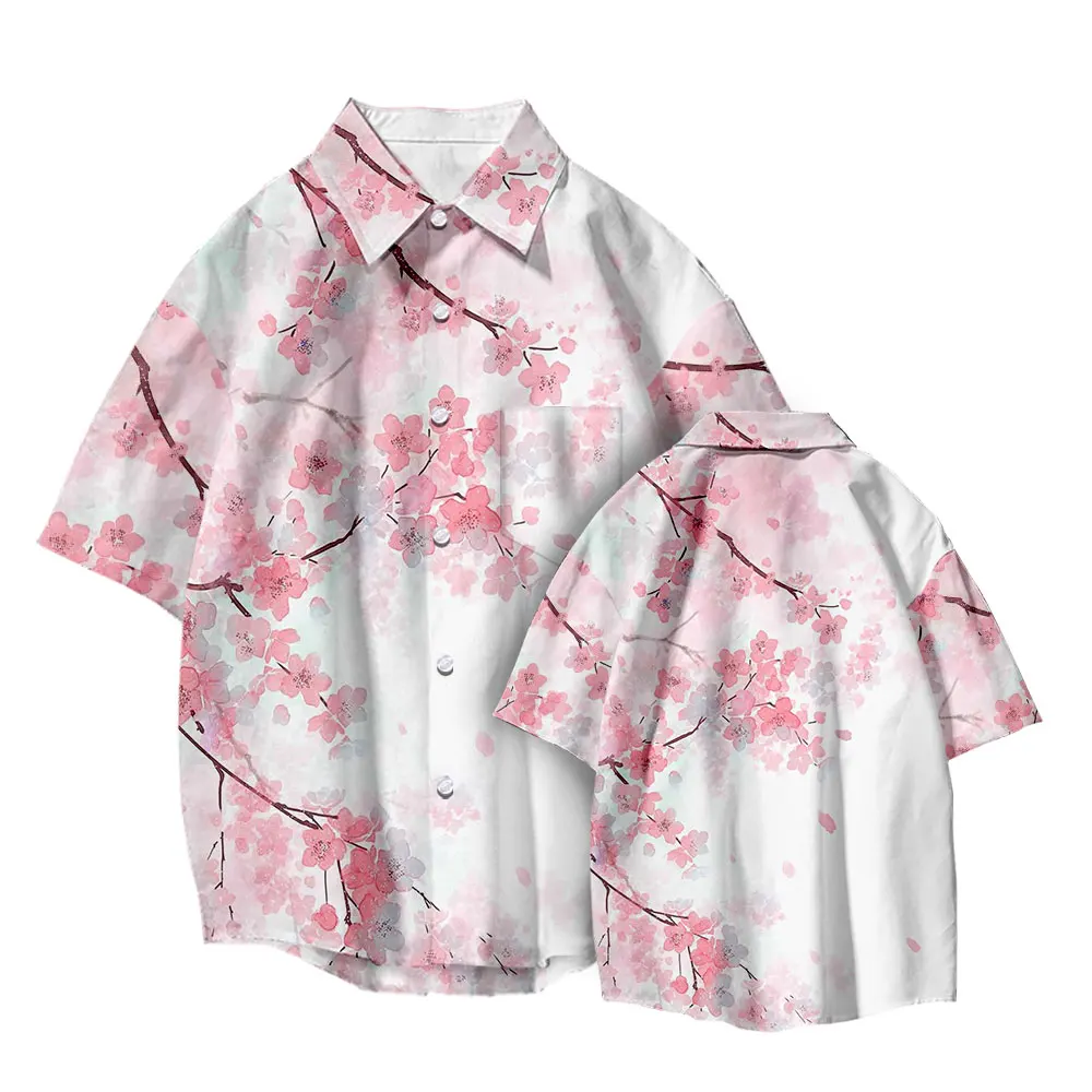 Flower Print 2022 Summer Short Sleeve Men Women Shirts Clothing Hawaiian Beach Streetwear Fashion Breathable  Oversized Blouses