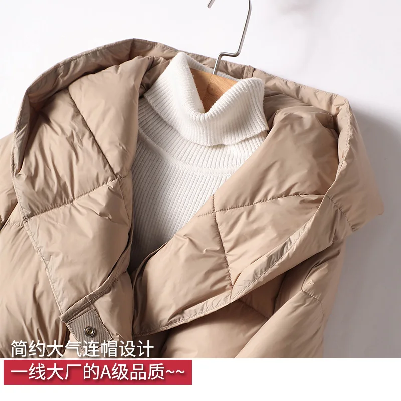 Fashion Design New 90%  White Duck Down  Long  Puffer Jacket  Abrigos Mujer  Women Jacket  Luxury  Slim  Adjustable Waist