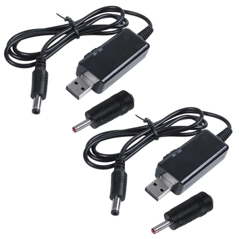 

2 шт. USB повышающий кабель 5 в до 9 в 12 В, Регулируемый преобразователь напряжения, 1 А, повышающий трансформатор напряжения, регулятор постоянного тока