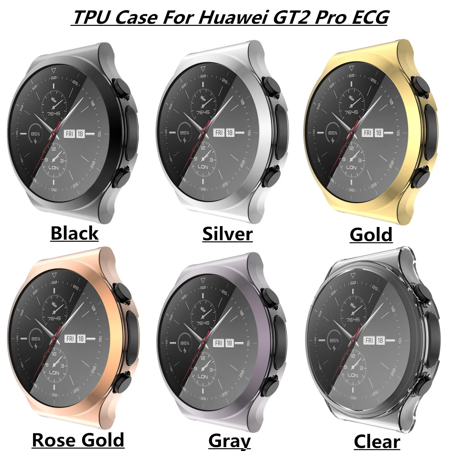 3D Full Cover Shockproof Case Cover For Huawei Smart Watch GT2 Pro ECG Full Screen Protector Lightweight Bumper Soft TPU Shell