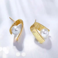 meibapj 925 genuine silver natural freshwater round white pearl fashion stud earrings fine wedding jewelry for women