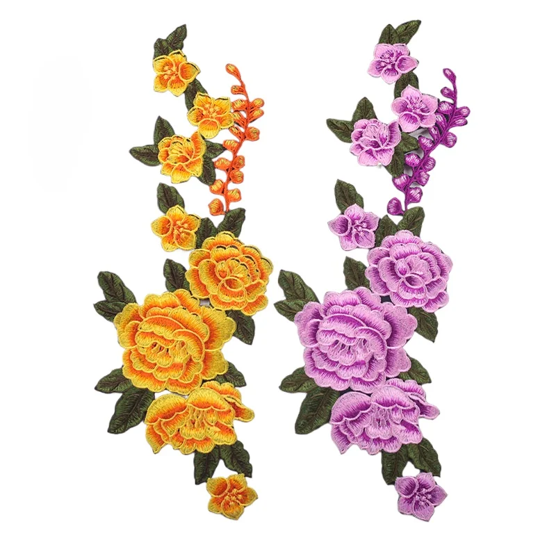 20 шт./партия нашивки с вышивкой в виде красных пионов