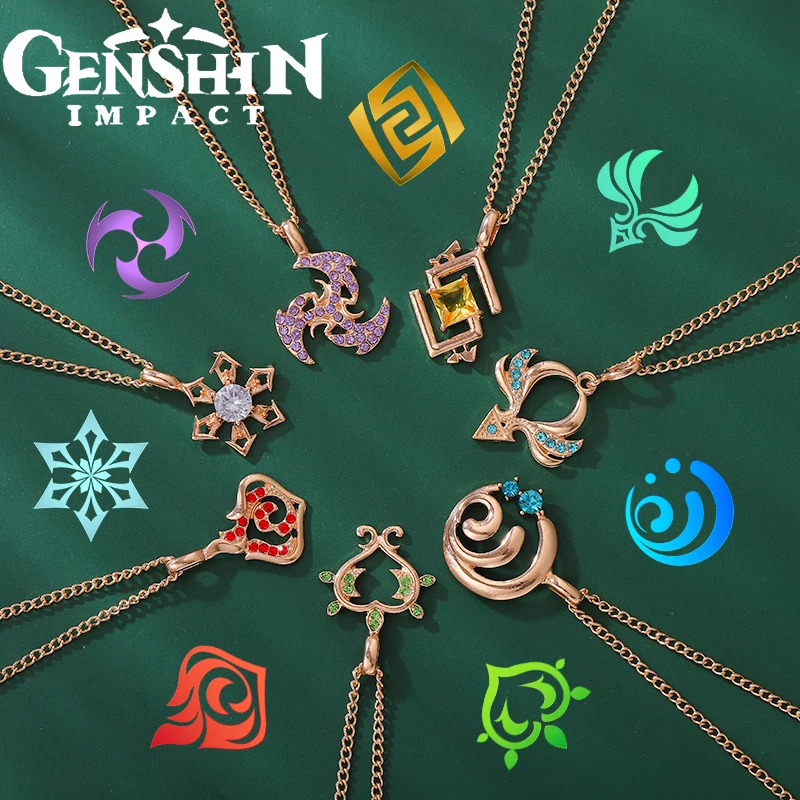 

Genshin Impact Gadget Necklace Accessories Pyro Hydro Anemo Eye of God Element Symbol Game Gift For Friends Fan 2022New Jewelry