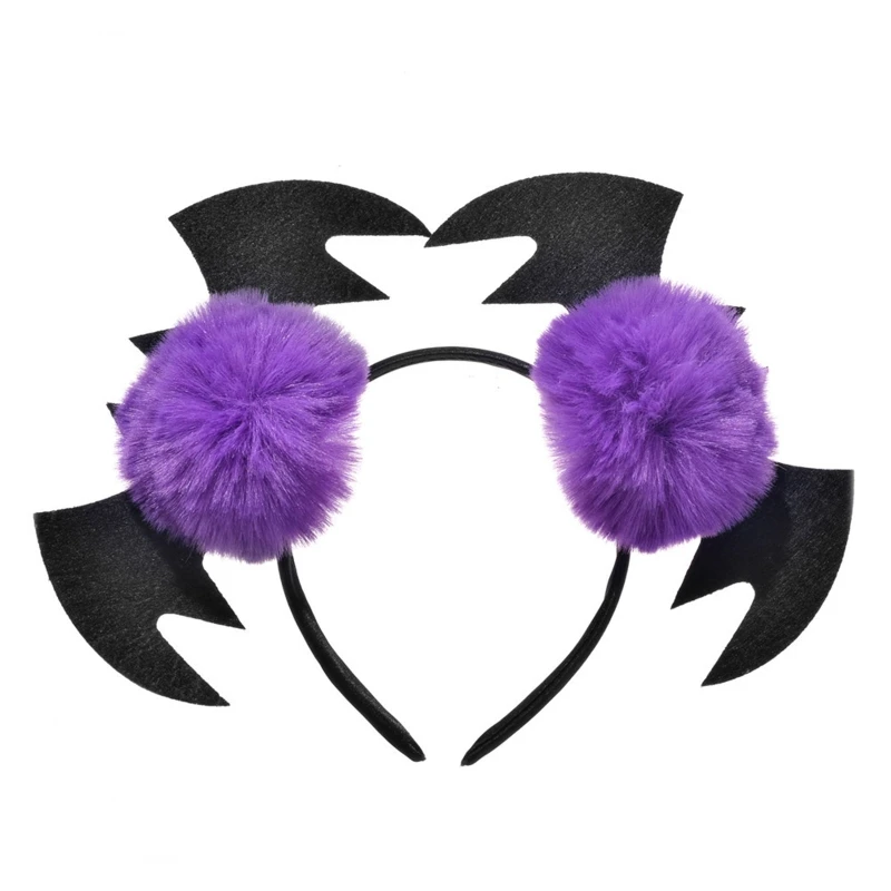 

Halloween Party Tiara Women Students Photoshoot Hairband with Lovely Plush Bat Wings Decor Headbands Cartoon Hair Hoop